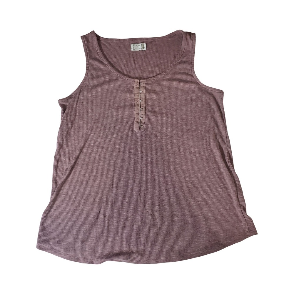 Maurices‎ 24/7 Mauve Ribbed Hook and Eye Sleeveless Henley Tank Top Medium